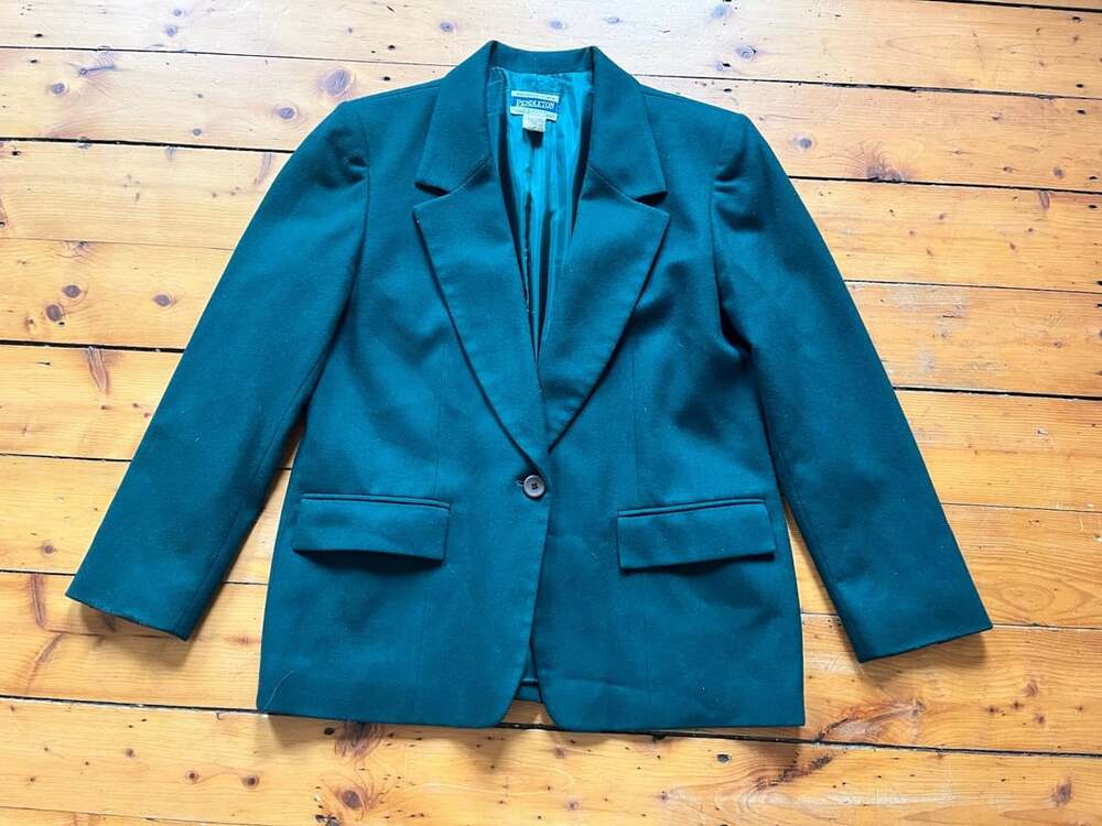 Pendleton Petite 100% Virgin Wool Forest Green Blazer Size 10